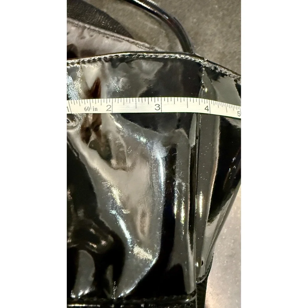 Versace Parfums Tote Bag Large Black Patent Canvas Travel Shopper Designer
